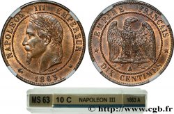 Dix centimes Napoléon III, tête laurée 1863 Paris F.134/10