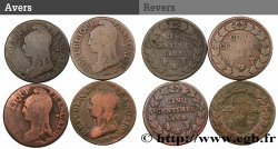 Lot de 4 Cinq centimes Dupré, grand module n.d. s.l. F.115/96 ou 100 B/TB 