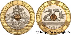 20 francs Mont Saint-Michel, 5 cannelures, \ / ouvert 1992 Pessac F.403/3