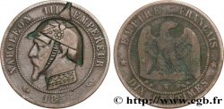 Dix centimes Napoléon III, tête nue, satirique 1856 Lille F.133/40 var.
