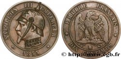 Dix centimes Napoléon III, tête nue, différent ancre, satirique 1855 Strasbourg F.133/24 var.