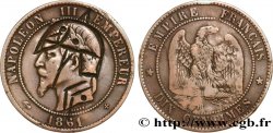 Dix centimes Napoléon III, tête laurée, satirique 1861 Strasbourg F.134/5 var.