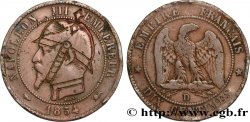 Dix centimes Napoléon III, tête nue, satirique 1854 Lyon F.133/15 var.