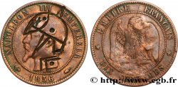 Dix centimes Napoléon III, tête nue, satirique 1856 Paris F.133/34 var.