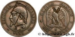 Dix centimes Napoléon III, tête nue, satirique 1855 Lyon F.133/26 var.