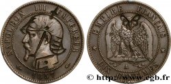Dix centimes Napoléon III, tête nue, satirique 1857 Paris F.133/41 var.