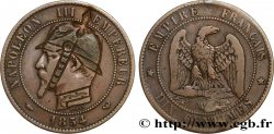 Dix centimes Napoléon III, tête nue, satirique 1854 Lille F.133/18 var.