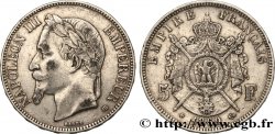 5 francs Napoléon III, tête laurée 1869 Strasbourg F.331/15