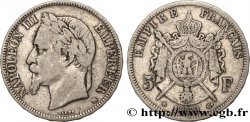 5 francs Napoléon III, tête laurée 1869 Strasbourg F.331/15