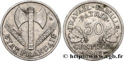 50 centimes Francisque, légère, FRAPPE MÉDAILLE 1943 Paris F.196/1 var.