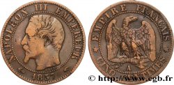 Cinq centimes Napoléon III, tête nue 1857 Paris F.116/37