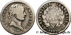 Demi-franc Napoléon Ier tête laurée, République française 1808 Paris F.177/2