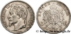 5 francs Napoléon III, tête laurée 1868 Strasbourg F.331/13