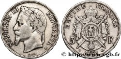 5 francs Napoléon III, tête laurée 1868 Strasbourg F.331/13