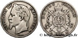 5 francs Napoléon III, tête laurée 1869 Strasbourg F.331/15