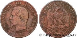Cinq centimes Napoléon III, tête nue 1853 Rouen F.116/2