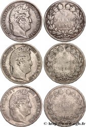 Lot de trois pièces de 5 francs Ier type Domard, tranche en relief 1831 s.l. F.320/6