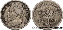 50 centimes Napoléon III, tête laurée 1865 Paris F.188/5 TB20 