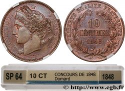 Concours de 10 centimes, essai en cuivre par Domard, premier avers, premier revers 1848 Paris VG.3138 var.