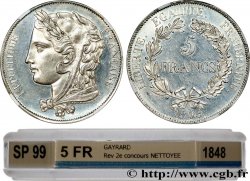 Concours de 5 francs, essai en étain attribué à Gayrard, premier concours 1848 Paris VG.3075 var SUP GENI