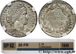 Concours de 20 francs, essai en étain attribué à Malbet 1849  VG.3029 var SUP62 GENI