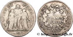 5 francs Union et Force, Union desserré, avec glands intérieurs et gland extérieur 1797 Paris F.291/5