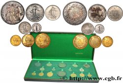 Boîte de la Commission Monétaire de 1959 présentant deux séries des huit essais courants de la Ve République  n.d. Paris GEM.274 3 var.