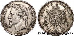 5 francs Napoléon III, tête laurée 1869 Strasbourg F.331/15