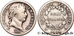 Demi-franc Napoléon Ier tête laurée, République française 1808 Paris F.177/2