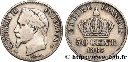 50 centimes Napoléon III, tête laurée 1866 Bordeaux F.188/11