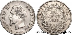 20 centimes Napoléon III, tête nue 1863 Strasbourg F.148/18