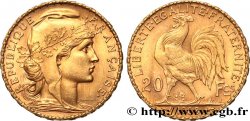 20 francs or Coq, Liberté Égalité Fraternité 1908 Paris F.535/2 SUP 
