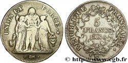 5 francs Union et Force, Union serré, avec glands intérieurs et gland extérieur 1798 Bordeaux F.288/55