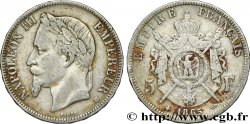 5 francs Napoléon III, tête laurée 1865 Strasbourg F.331/8