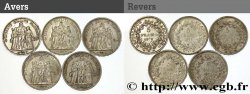 Lot de cinq pièces de 5 francs Hercule 1873 Paris F.334/9