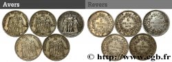 Lot de cinq pièces de 5 francs Hercule 1875 Paris F.334/14