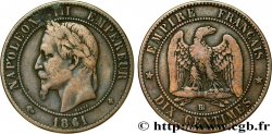 Dix centimes Napoléon III, tête laurée 1861 Strasbourg F.134/5 TB15 