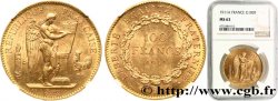 100 francs or Génie, tranche inscrite en relief Liberté Égalité Fraternité 1911 Paris F.553/5 SPL63 NGC