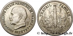 Essai - piéfort de 5 francs Pétain Type 1 en cupro-nickel 1941 Paris GEM.142 EP1