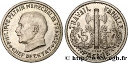 Essai de 5 francs Pétain en bronze-nickelé, 1er projet de Bazor 1941 Paris GEM. 142 17