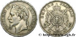 5 francs Napoléon III, tête laurée 1870 Strasbourg F.331/17