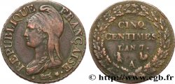 Cinq centimes Dupré, grand module 1799 Paris F.115/44 TTB42 