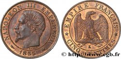 Cinq centimes Napoléon III, tête nue 1855 Bordeaux F.116/24 SUP62 