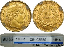 10 francs or Cérès, IIe République 1851 Paris F.504/3