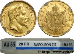 20 francs or Napoléon III, tête lauré 1861 Strasbourg F.532/2