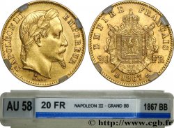 20 francs or Napoléon III, tête laurée 1867 Strasbourg F.532/17