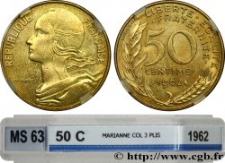 50 centimes Marianne, col à trois plis 1962 Paris F.197/2