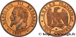 Deux centimes Napoléon III, tête laurée 1861 Strasbourg F.108A/2