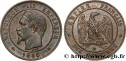 Dix centimes Napoléon III, tête nue, différent ancre 1855 Strasbourg F.133/24