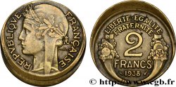 2 francs Morlon, Fautée Hors Virole en Casquette 1938  F.268/11 var.